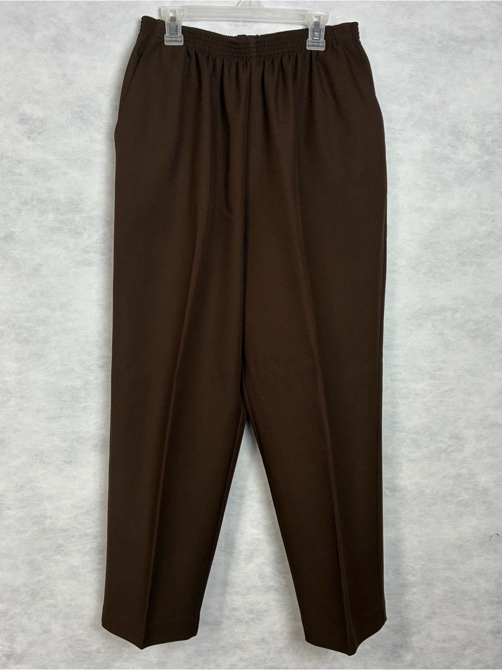 Alfred Dunner Pants Womens Sz 12 Brown Pull On Elastic Waist Pockets Vtg